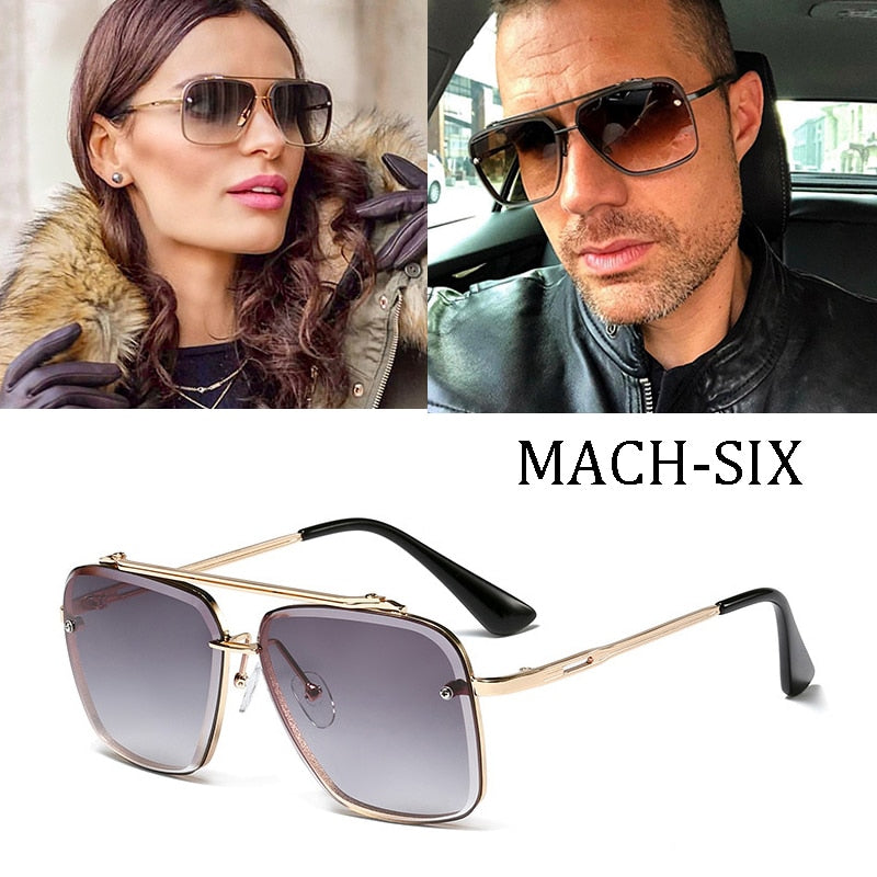 Luxury brand design Fashion Classic Mach Six Style Gradient lens Sunglasses Men Vintage Brand Design Sun Glasses Oculos 95527